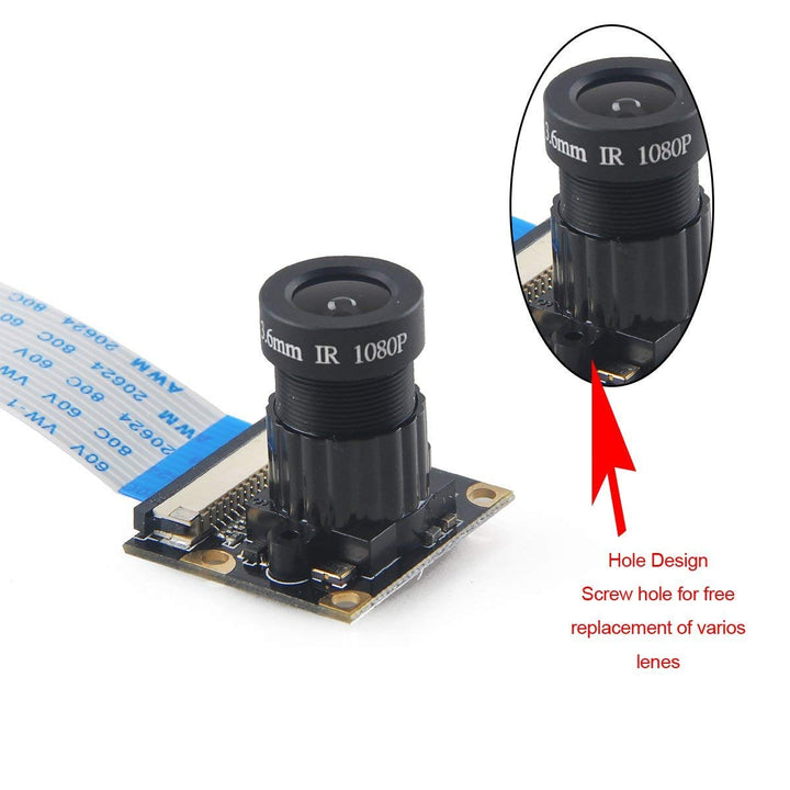 Raspberry Pi 4 Camera Night Vision Camera Adjustable-Focus Module 5Mp ...