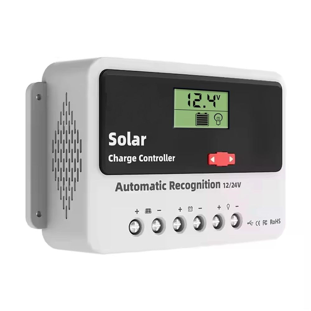 Solar Charge Controller 30A, 12V/24V Intelligent Battery Regulator for ...
