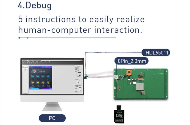 DWIN 4.3inch 480x272 IPS Industrial HMI LCD UART TTL Display Resistive Touch, 16MB Flash Buzzer SD interface - Robodo