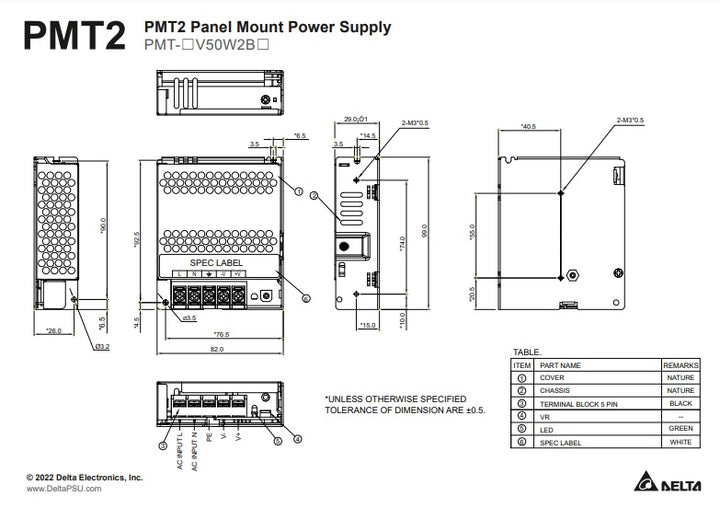 Delta Industrial Power Supply SMPS 12V 4.2AW PMT-12V50W2BA - Robodo