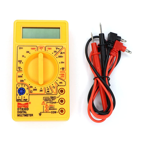 DT830D Digital Multimeter Small Yellow Color LCD AC DC Measuring Voltage Current - Robodo