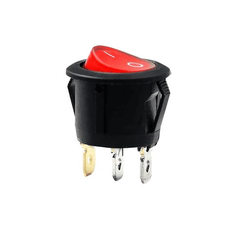 Round Rocker switch 6A 250V 3 PIN RED LED - Robodo