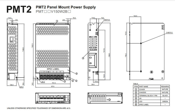 Delta Industrial Power Supply SMPS 24V 6.25A 150W PMT-24V150W2BA - Robodo