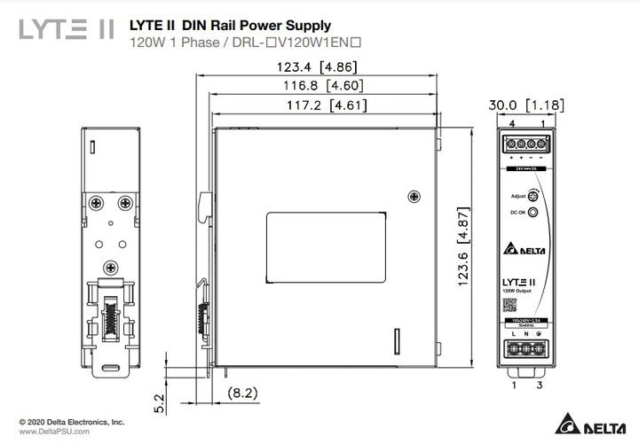 Delta Industrial Power Supply SMPS 24V 5A 120W DRL-24V120W1EN - Robodo