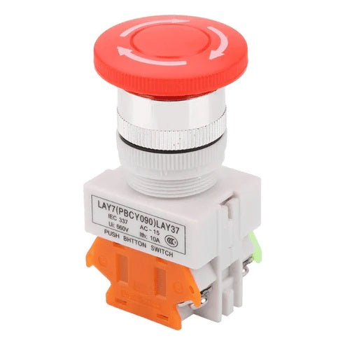 YWBL-WH Mushroom Emergency Stop Push Button Switch - 22MM - Robodo