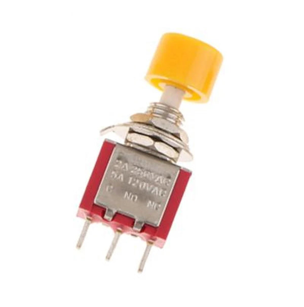 Yellow DS-612 6MM 3PIN Mini Momentary Self- Reset Automatic Return Push Button Switch - Robodo