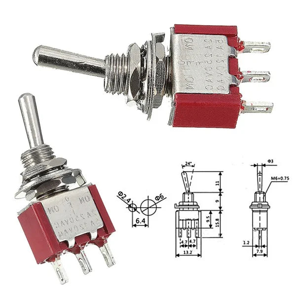 5A 3 Pin SPDT Toggle Switch - Robodo