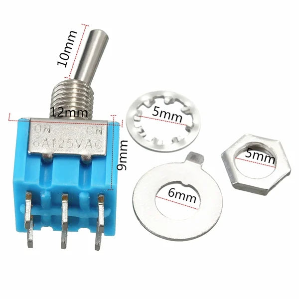 Mini MTS-203 6-Pin DPDT 6A 125VAC Toggle Switch (Pack of 5) - Robodo