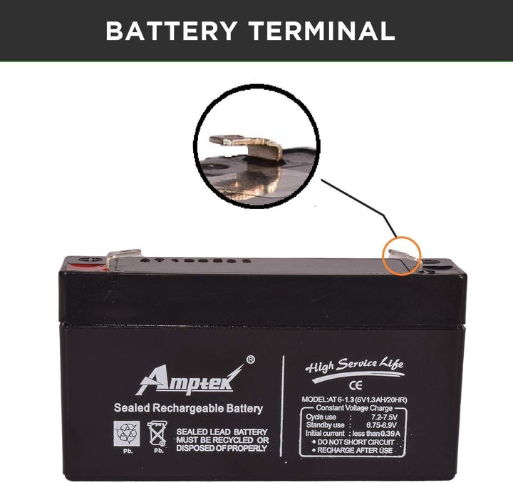 Agnes Amptek 6V 1.3AH / 20HR Sealed Rechargeable Battery - Robodo