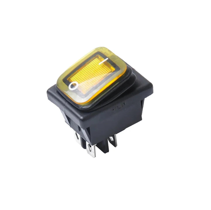 4 Pins 250V 12V UL Illuminated 30A Rocker Switch – Yellow - Robodo