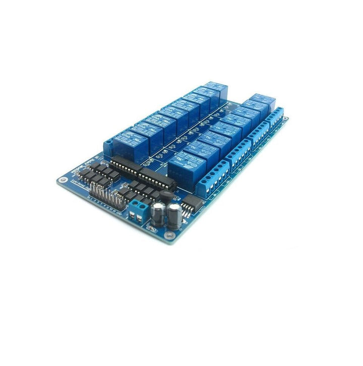 16-Channel 12V Relay Module Board W/ Power LM2576 / Optocoupler Protection - Blue