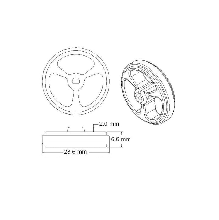 2pcs x Small Rubber Wheel for N20 Motor – 34x7 mm Diameter