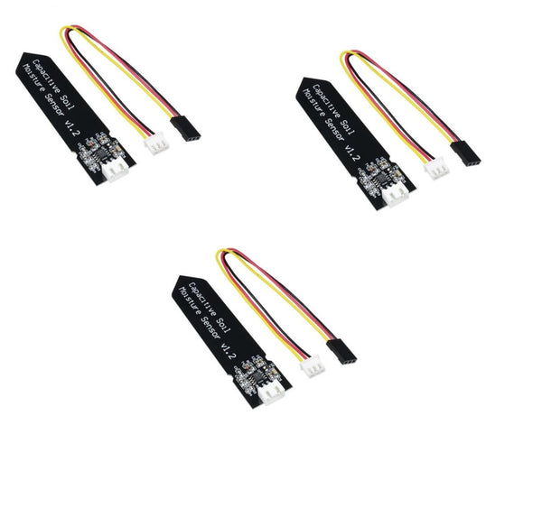 3pcs x Capacitive Soil Moisture Sensor V1.2 Corrosion Resistant + Analog Sensor Cable.