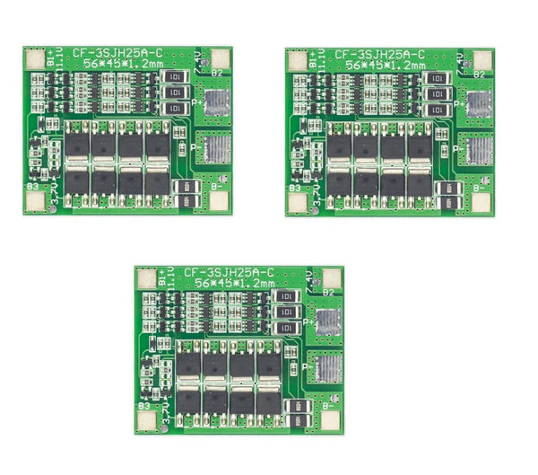 3 Series 12V18650 Lithium Battery Protection Plate 11.1V 12.6V with Balanced 25A Over Flow Charging and Discharge Protection Battery Management System BMS (3 pcs).