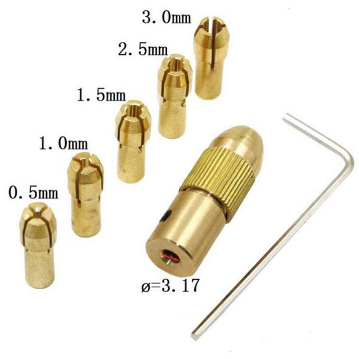 Drill Bits Shank Metal Drill Chuck Collet Bits Rotary with Screw, 0.5-3 mm, 3.17 mm, Set of 7