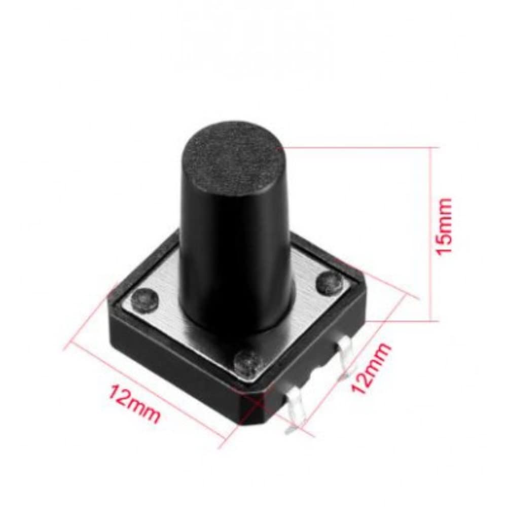 12x12x15mm Tactile 4 Pin Push Button Switch -(10 pcs) | Robodo