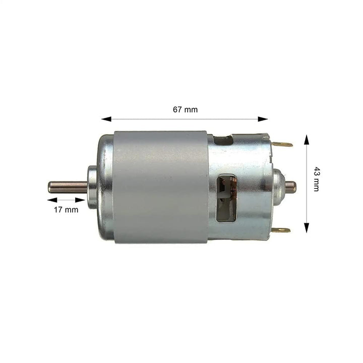 RS-775 DC 12V-24V High Speed Metal Large Torque Small DC Motor Replacement for DIY Toy Cars.