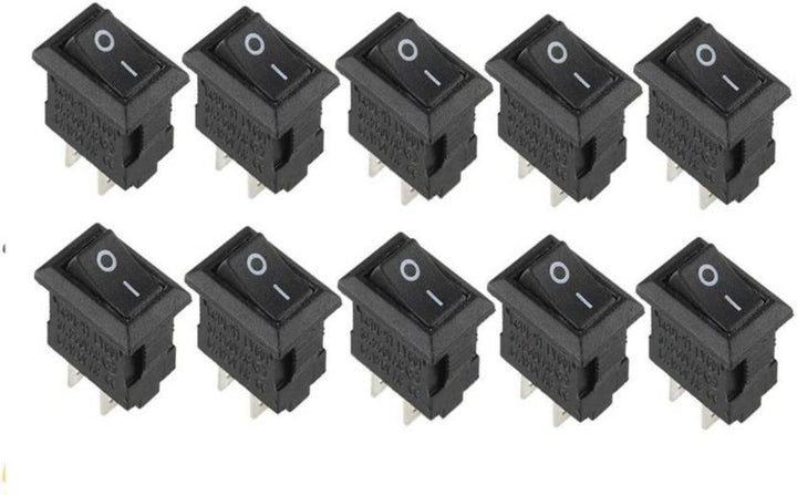 2 Pin ON/OFF I/O SPST Snap in Mini Rocker Switch (Pack of 10)