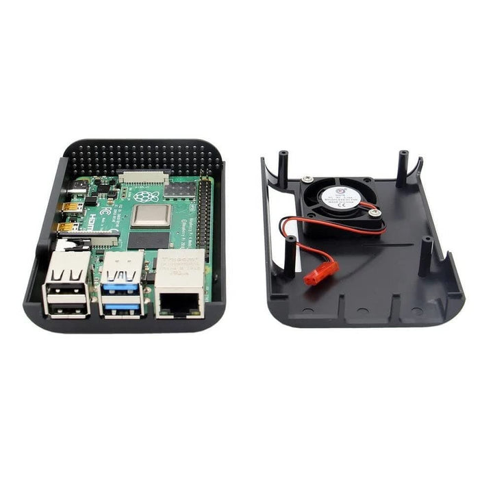 Black/Transparent Protective ABS Case Support Cooling Fan for Raspberry Pi 4 Model B - A.