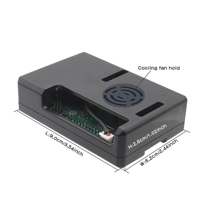 New High Quality Black ABS Case for Raspberry Pi 3/3+ with Cooling FAN Vent.