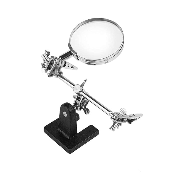 Multipurpose Precision Welding Soldering Machine Iron Stand with Magnifying Glass (Helping Hands).