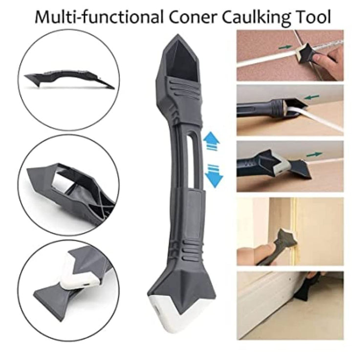 Silicon Caulking Tool, Sealant Spreader Spatula and Scrap/Caulk Removal Tool with 5 Angle Pads.