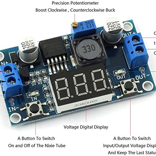 LM2596 2A Buck Step-down Power Converter Module DC 4~40 to 1.3-37V LED Voltmeter.