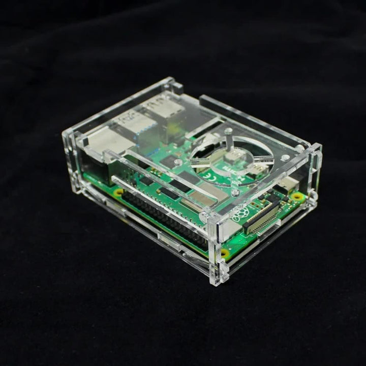 Acrylic Case for Raspberry PI 4 Model B with Cooling Fan Slot.