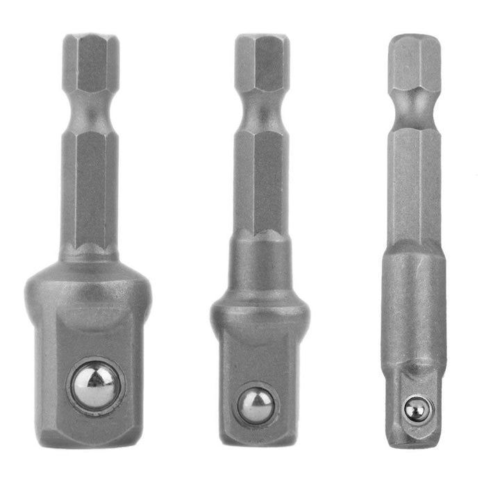 AZDS2-0XDQSA4 Hex Drive Power Drill Socket Extension Bit Adaptor Set - Pack of 3 Pieces.