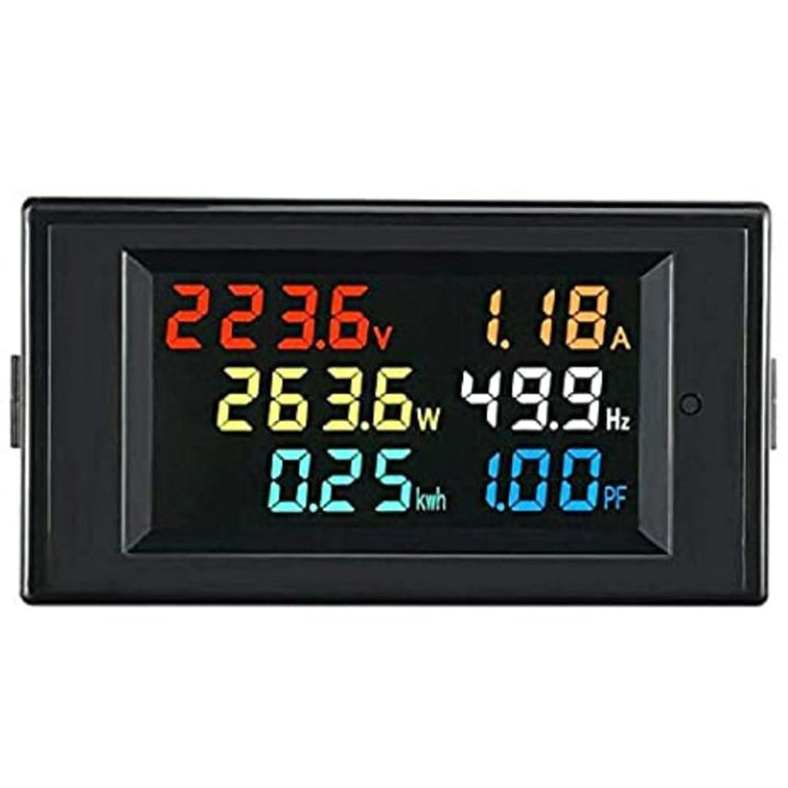 Energy Meter Digital Single phase 6 in 1, 80V-300V AC 100A Power Meter with Multi-Colour Display.