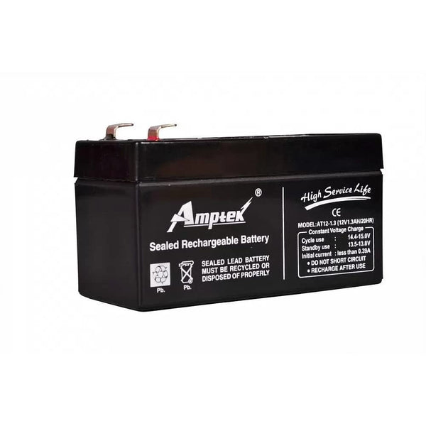 Amptek 12 Volt 1.3 Ah Sealed Lead Acid SMF Vrla Rechargeble Battery for robotics.