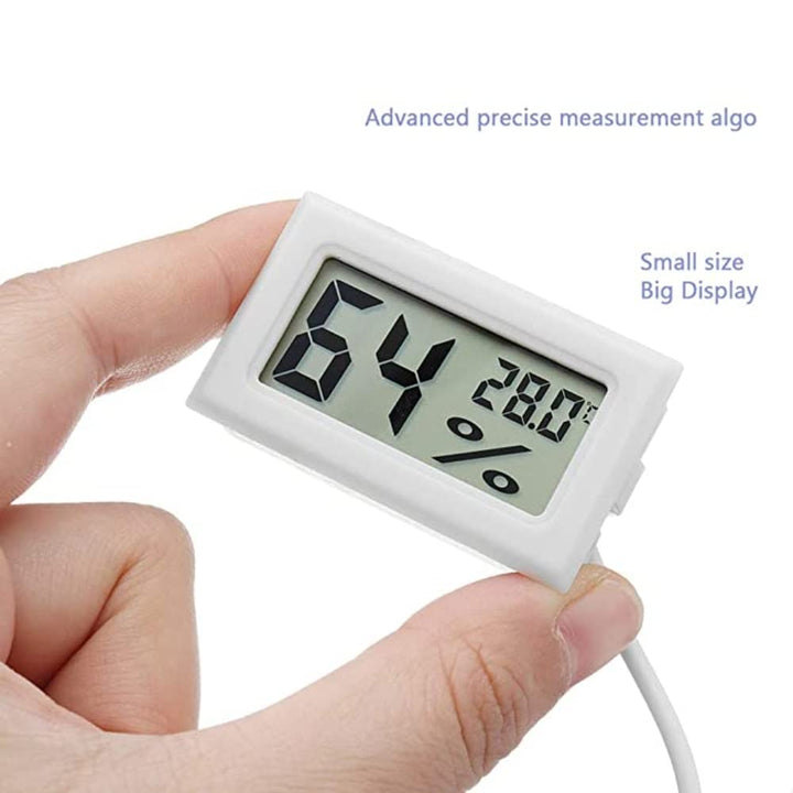 Digital Thermometer Hygrometer Temperature Sensor Humidity Meter With Probe (White) LR44 Battery included.