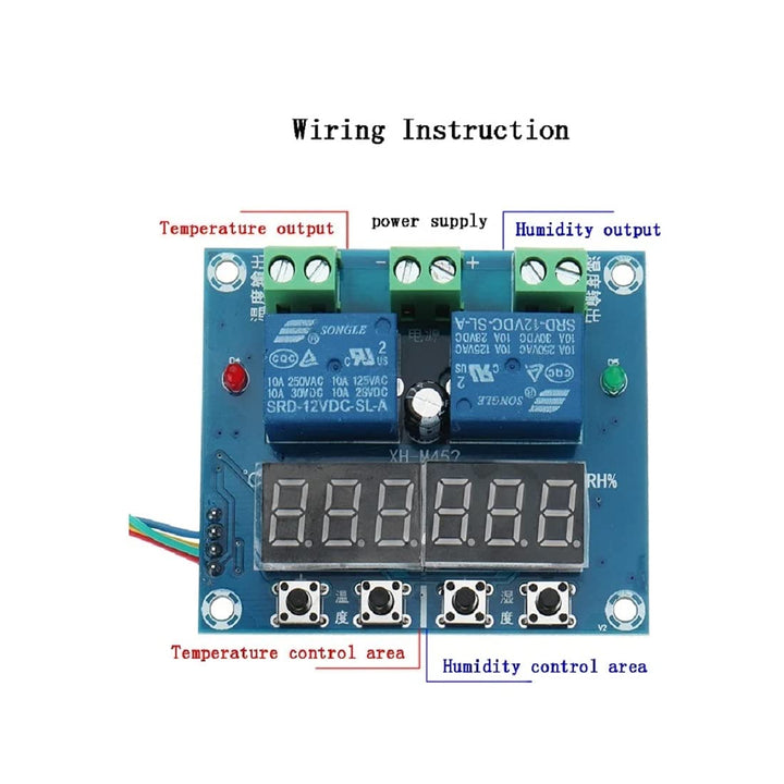 XH-M452 xh m452 upgraded 4 Wire High Sensor Temperature Humidity Controller for Incubator With Indicators Hygrometer Automatic.
