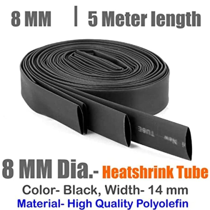 8mm Black Polyolefin Heatshrink-Tube (5 Meters) Sleeve.