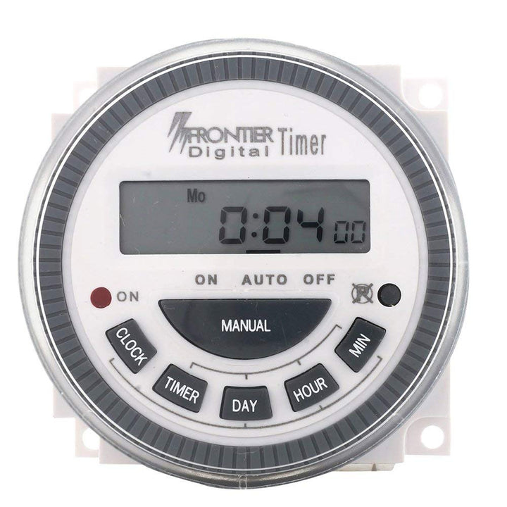 Digital Programmable TM619 5PIN 30AMP Timer Controller Frontier Euro Switch with Replaceable Battery Connecting Thimbles.