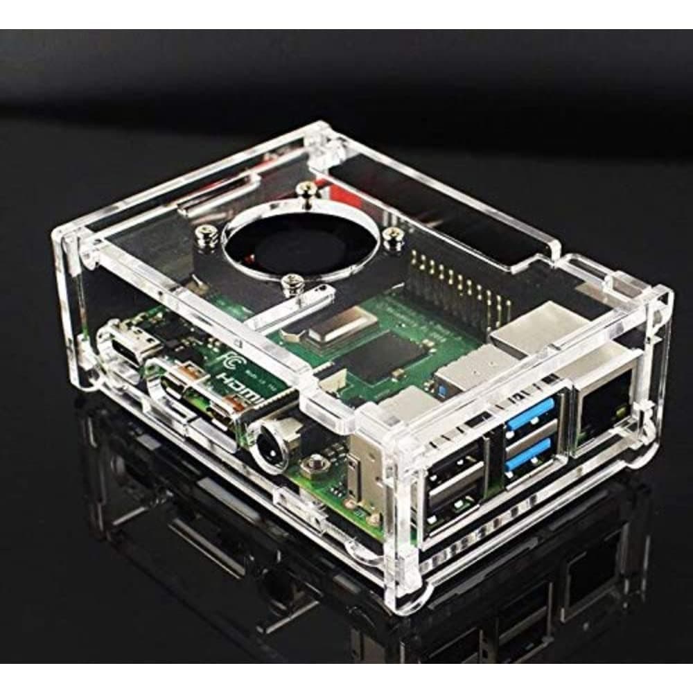 Casing Raspi Plus Fan Raspberry pi 4 case Model B Acrylic case with fan + heatsink included ...
