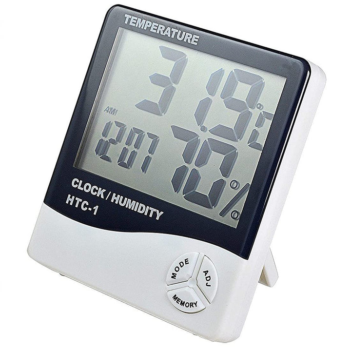 HTC-1 High Precision Large Screen Electronic Indoor Temperature, Humidity Thermometer with Clock Alarm.
