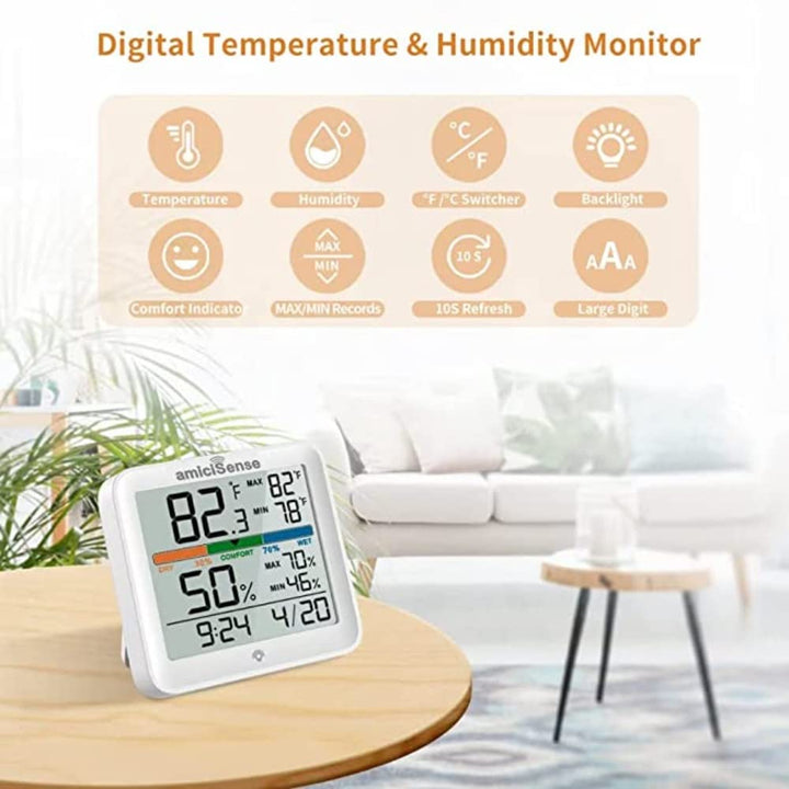 Smart Guesser Digital Hygrometer Indoor Thermometer HD 3.5″ Large LCD  Screen, Thermometer for Home,Room Temperature Humidity Meter High Acurracy Temperature  Sensor Humidity Gauge, White, (MHO-C602) - Yahoo Shopping