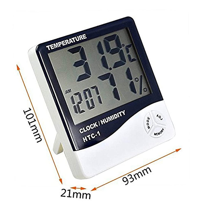 HTC-1 High Precision Large Screen Electronic Indoor Temperature, Humidity Thermometer with Clock Alarm.