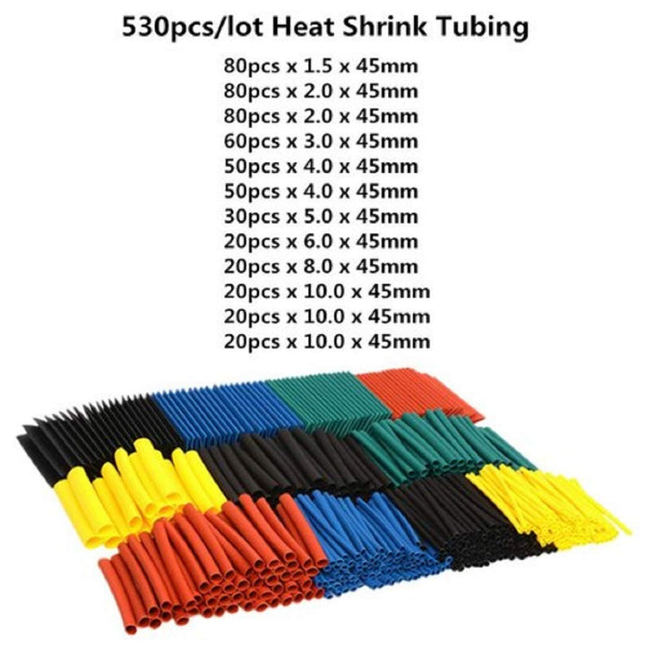530pcs Colorful Heat Shrink Tubing Insulation Set.