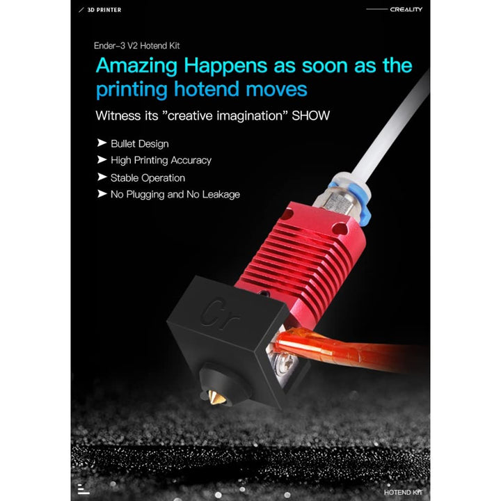 Original Creality Ender 3 CR-10/CR-10S Hotend Assembled, 24V 40W MK8 Extruder Kit for Ender 3 PRO, with Aluminum Heating Block 1.75mm, 0.4mm Nozzle (Red) for Creality 3D Printer.