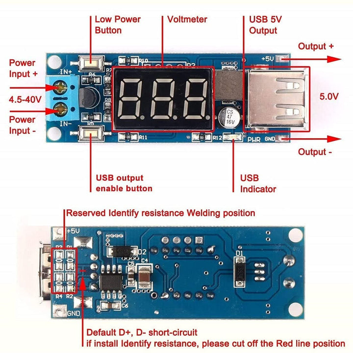 USB charging module: DC-DC step-down converter - 6V ~ 24V 12V to 5V 3A USB charging module: DC-DC step-down converter - 6V ~ 24V 12V to 5V 3A