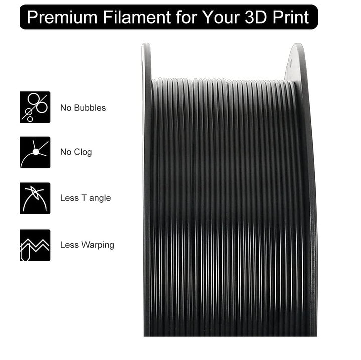 Black PLA Plus 3D Printer Filament 1.75mm, 3D Printing Filaments 1 kg Spool, Dimensional Accuracy +/- 0.02 mm.