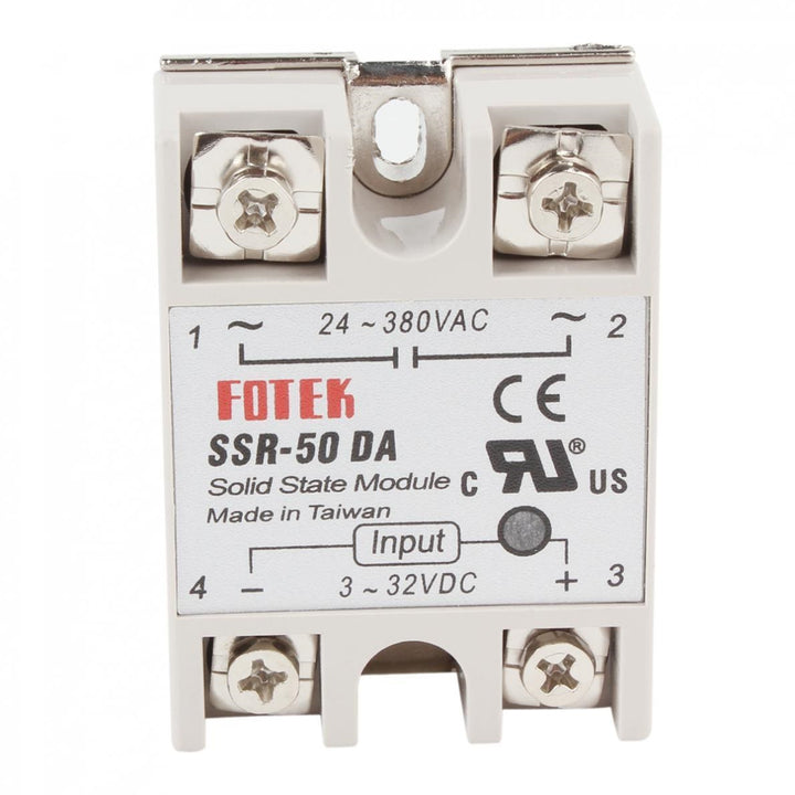 Fotek Solid State Relay SSR-50DA 3-32VDC 50A/250V Output 24-380VAC.