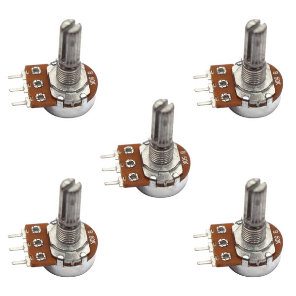 50K ohm Round potentiometer, single variable resistor (5 pcs).