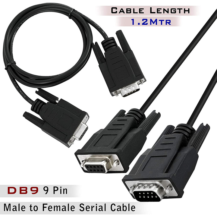 Db9 Cable 9 Pin Male To Female Rs232 Serial Extension Cable - 1.2M, Black.