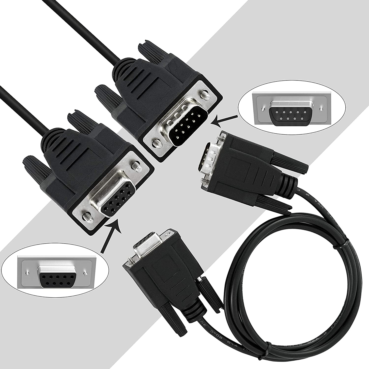 Db9 Cable 9 Pin Male To Female Rs232 Serial Extension Cable - 1.2M ...