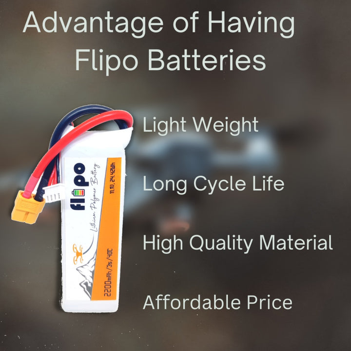 Flipo 2200mAh 3S 40C/80C (11.1V) Lithium Polymer Battery Pack LIPO.