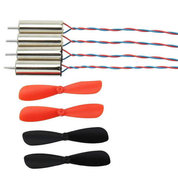 CoreLess Motors DC 3.7V-4.2V 50000RPM 7mm x 16mm Micro Brush Motor with 4 Helicopter Propellers for Quadcopter Drone Model (Multicolor) - 4 Pieces