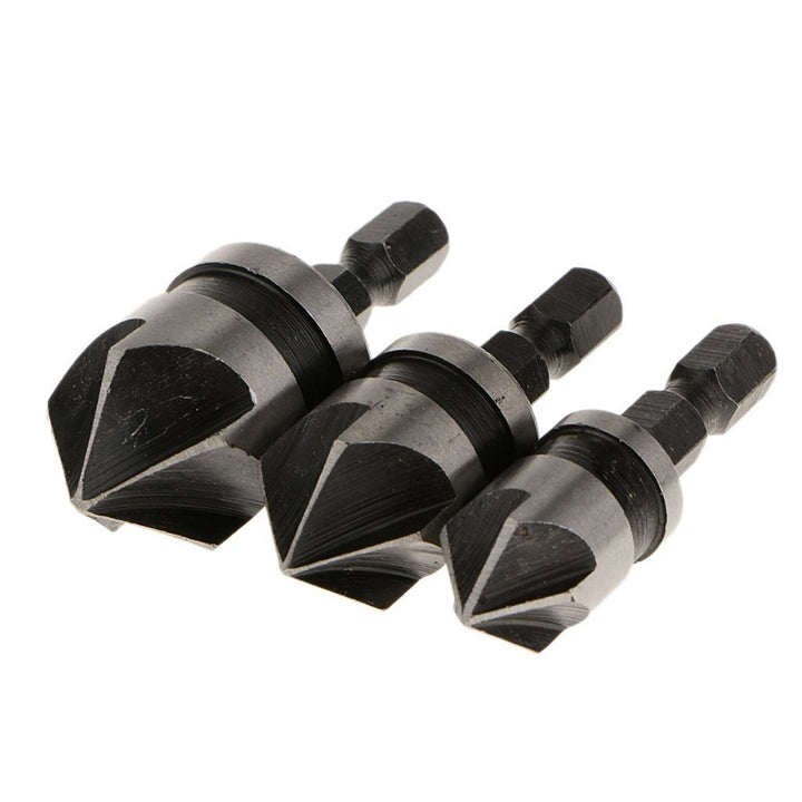 3 Pieces 1 or 4 Inch Hex 12, 16, 19 mm Countersink Power Drill Bit Bore Set for Wood Metal